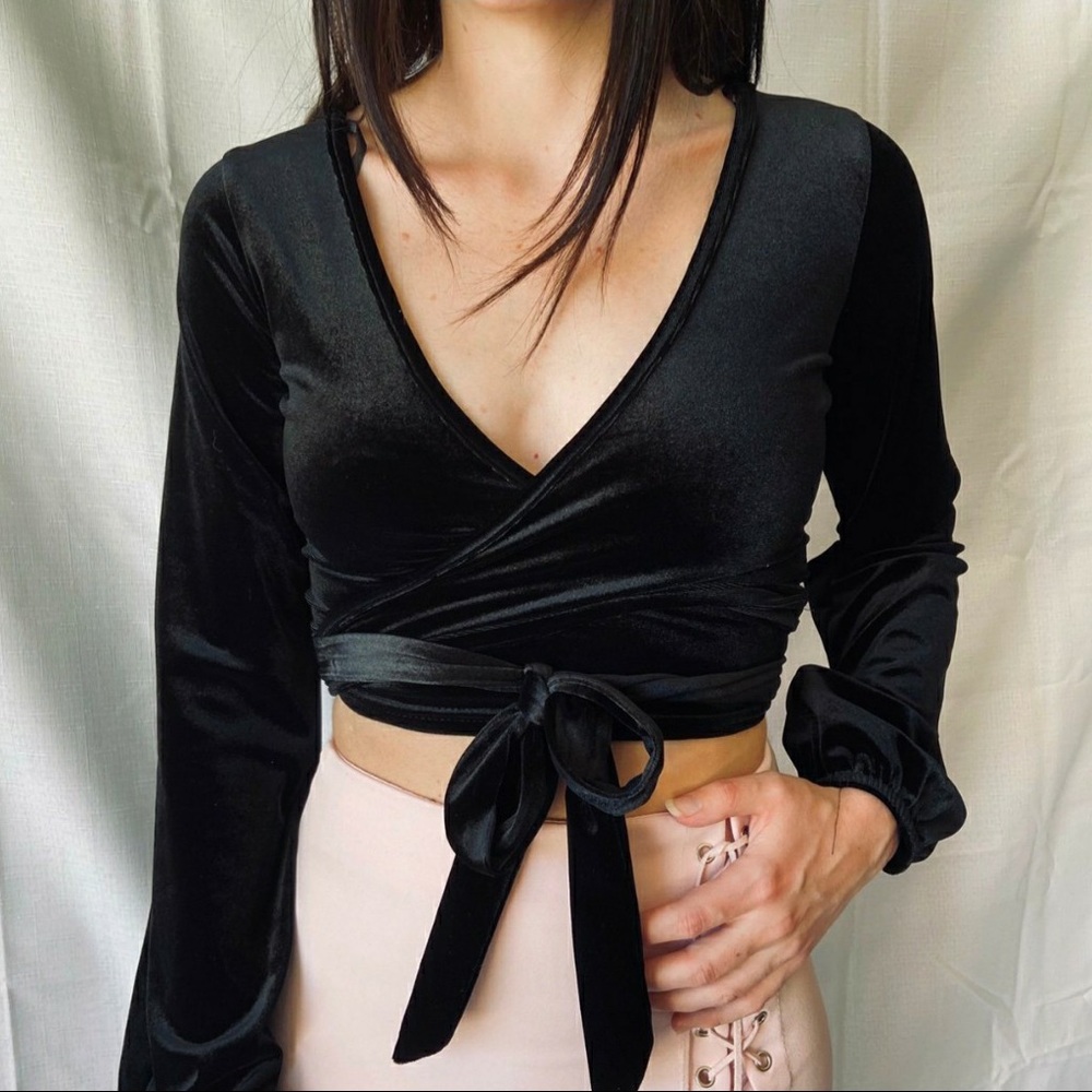 Velvet Wrap Body Top